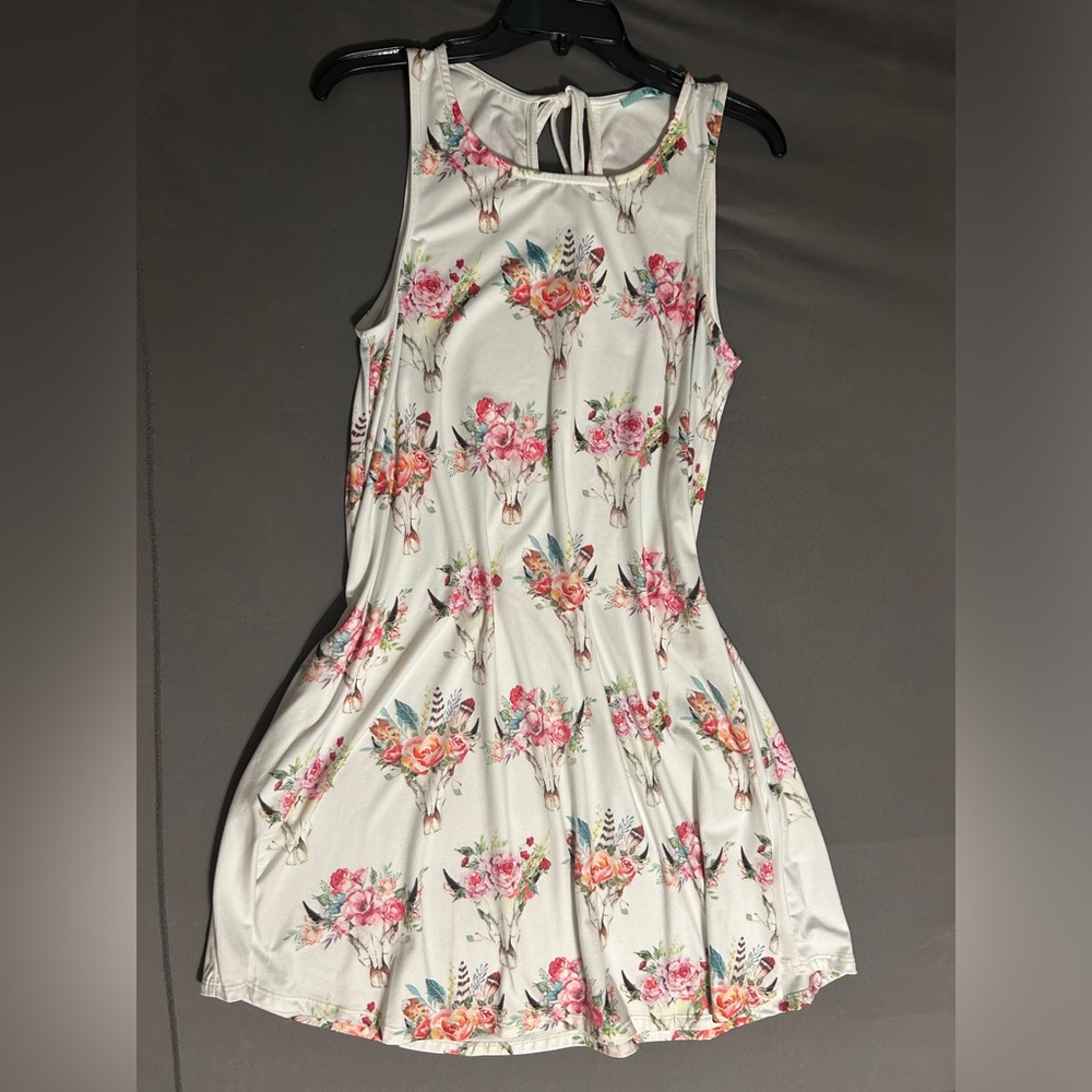 Western flowered cow skull dress
